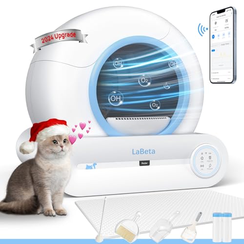 Self Cleaning Litter Box, 2024 New 65L+9L Large Capacity Automatic Electric Robot Kitty Litter Box with App Control, Smart Litter Box with Mat & Liner, for Multiple Cats, 2.4Ghz Only von labeta