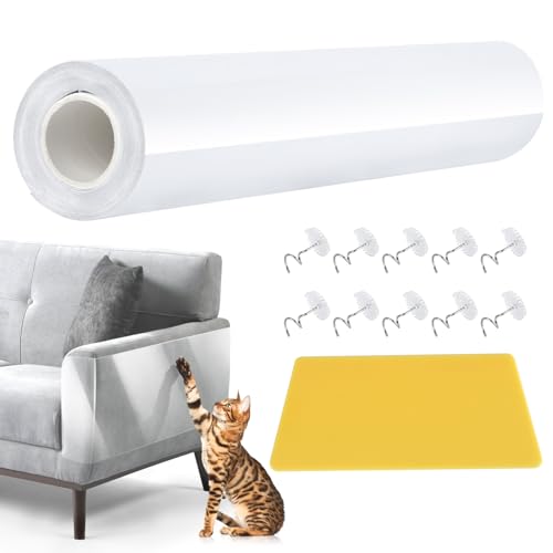 lahnao 5m Kratzschutz Sofa Katze Tape(30 x 500cm), Anti Kratz Folie für Katzen, Kratzschutz Katze Tape, Kratzschutz Tür Pad für Möbel, Sofas und Türwände von lahnao