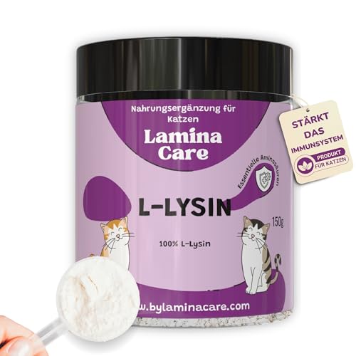 Lamina Care - L Lysin Katze als Mittel gegen Katzenschnupfen, Natürliches L-Lysin Katzen Immunsystem Stärken, L Lysin Pulver mit Angenehmem Geschmack und Einfacher Einarbeitung in das Tägliche Futter von lamina care