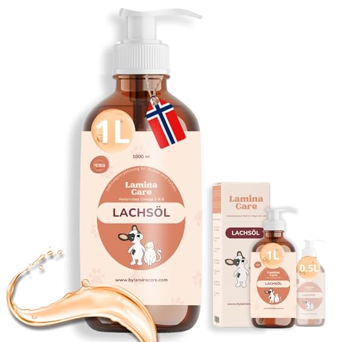 Lamina Care - Lachsöl Hunde, Angereichert mit Omega 3 & 6, EPA & DHA, Fortschrittliche Formel für Starke Gelenke, gesunde Haut und Glänzendes Fell, Natürliches Lachsöl Katze (1000ml) von lamina care