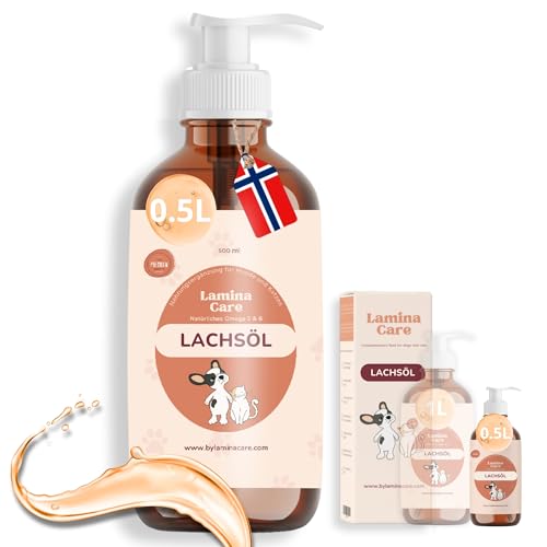 Lamina Care - Lachsöl Hunde, Angereichert mit Omega 3 & 6, EPA & DHA, Fortschrittliche Formel für Starke Gelenke, gesunde Haut und Glänzendes Fell, Natürliches Lachsöl Katze (500ml) von lamina care