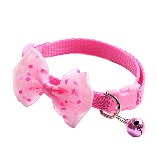 lamphle Halsband, Schnellverschluss, robust, Nylon, Punktdruck, Schleife, Glocke, Haustier-Halsband, für Haustiere, Rosa von lamphle