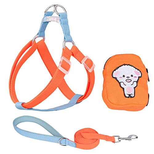 lamphle Haustier-Brustgurt mit Hundetrainingsleine zum Befestigen von Gürtel, Rucksack, Anti-Verlust-Schutz, Reisen, Wandern, Hundegeschirr-Set für Spaziergänge, S-Orange von lamphle