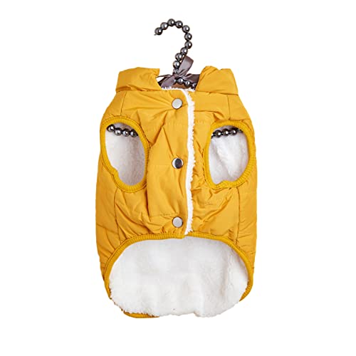 lamphle Hunde-Daunenjacke für Welpen, wasserdicht, mit Schnappdesign, für kleine und mittelgroße Hunde, Gelb, Größe L von lamphle