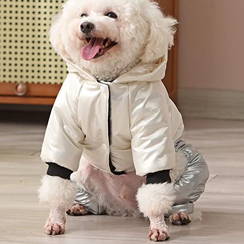 lamphle Hunde-Wintermantel, Haustier-Kaltwetterjacke, winddichter Mantel, weicher Hundemantel mit Hut, Haustier-Winterkleidung für Outdoor-Weste, Kleidung für kleine, mittelgroße und große Hunde, Weiß-2XL von lamphle