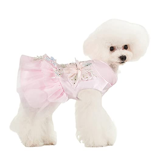 lamphle Hundekleid, bezaubernd, weiche Textur, Blumendruck, Haustierrock für den Sommer, Rosa von lamphle