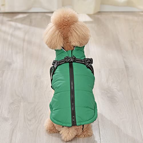 lamphle Hundemantel Winterkleidung mit hohem Kragen für Hunde, reflektierender Reißverschluss, Baumwolle, warme Haustier-Hundejacke, winddicht, verdickte Kleidung für den täglichen Gebrauch, Grün-S von lamphle