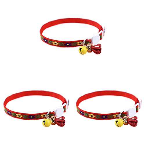 lamphle Kätzchen Halsband dekorative Stickerei Blume süße bunte Krawatten Hundehalsband Haustier Fellpflege Zubehör für Zuhause Rot 3 Stück von lamphle