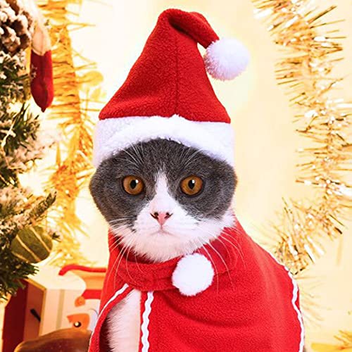 lamphle Katze Weihnachtskostüm Schöne Weihnachtsmann Haustier Umhang Set Haustier Kleidung für Weihnachtsfeier Lustige Weihnachtsmann Elch Kopfbedeckung Haustier Maskerade Party Kostüme Weihnachtsmann Hut für Katze Weihnachten S von lamphle