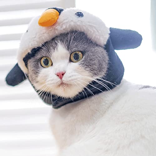 lamphle Lustige Winter Katze Beanies Caps Weich Kleine Haustier Kopfbedeckung Pinguin Hut für Katze Welpen Hund Party Kostüm Zubehör Kopfbedeckung Täglich Kollokation M-Pinguin von lamphle