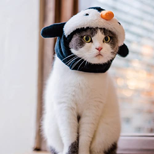 lamphle Lustige Winter Katze Beanies Caps Weich Kleine Haustier Kopfbedeckung Pinguin Hut für Katze Welpen Hund Party Kostüm Zubehör Kopfbedeckung Täglich Kollokation S-Pinguin von lamphle