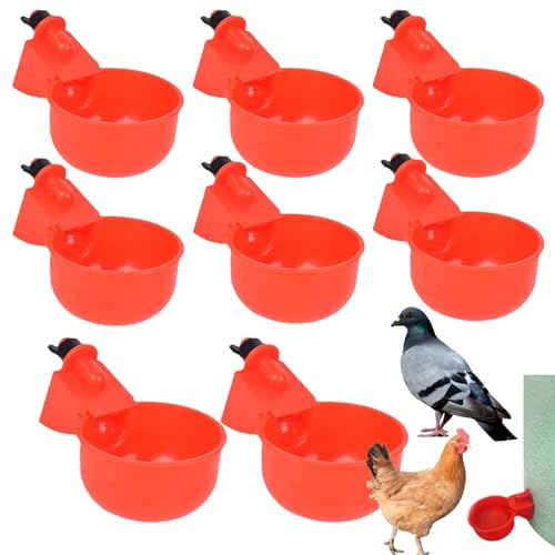 8 Stück Geflügeltränke Set, Hühnerwasserbecher, Hühnertränke Automatische Geflügeltränke, Kunststoff Automatisch Hühnertränke, Mit Bits, Für Huhn, Ente, Gans, Tauben, Vögel (Rot) von lankai