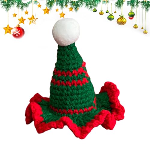 lanliflying Hunde-Strickmütze, leuchtende Farben, Weihnachtsthema, Hundekostüm, Katzenkopfbedeckung, verschiedene Größen, Welpenkostüm von lanliflying