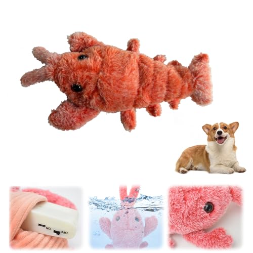 laocaf Floppy Lobster Interaktives Hundespielzeug, Neuer Wiederaufladbarer Kuscheltierhund, Katzenspielzeug Elektrisch, Verbessert die Vitalität von Haustieren, Geeignet für Katzen, Hunde (Orange) von laocaf