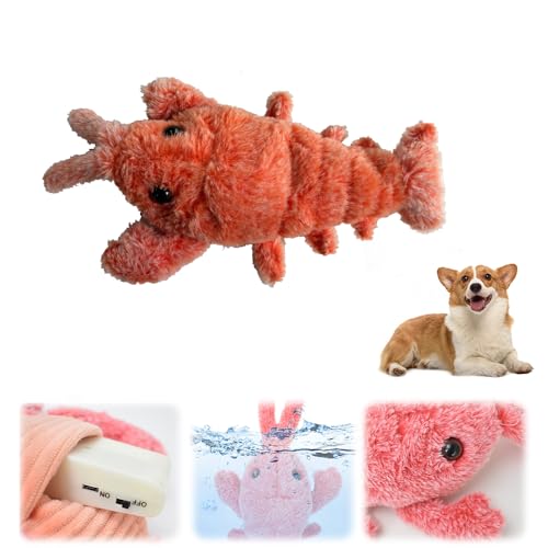 laocaf Floppy Lobster Interaktives Hundespielzeug, Neuer Wiederaufladbarer Kuscheltierhund, Katzenspielzeug Elektrisch, Verbessert die Vitalität von Haustieren, für Katzen, Hunde, Haustiere (Orange) von laocaf