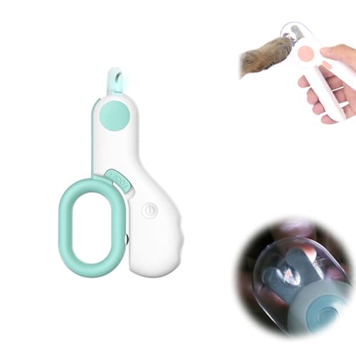 laocaf LED-Nagelknipser für Haustiere, Krallenschneider Katze, Verhindert Scherenverletzungen, Krallenschere mit Nagelfeile und Spritzschutz, für Mittlere und Kleine Haustiere Krallenpflege (Blau) von laocaf