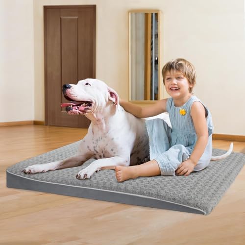 largpets Hundebett für große Hunde, neues Upgrade, schrittweise abgeschrägtes Design, Hundebett mit rutschfester Unterseite, wasserdicht und maschinenwaschbar, abnehmbarer Haustierbettbezug von largpets