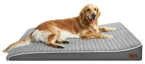 largpets Orthopädisches Hundebett für große Hunde, neues Upgrade, schrittweise abgeschrägtes Design, Hundebett mit Rutschfester Unterseite, wasserdicht und maschinenwaschbar, Abnehmbarer von largpets