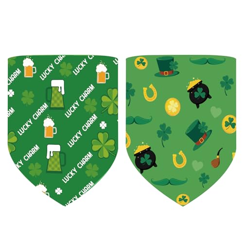 2St Hundehalstuch zum St. Patricks Day, St. Patricks Day Halstuch für Kleine und Mittelgroße Hunde Doppelseitig Irischer Kleeblatt Schal Haustier Bandana für Welpen Kätzchen von lasuroa