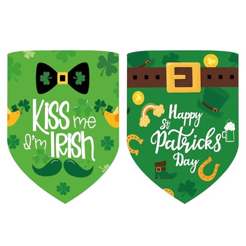 2St St. Patricks Day Hundehalstuch, St. Patricks Day Halstuch für Kleine und Mittelgroße Hunde Doppelseitig Haustier Kleeblatt Schal Haustier Bandana für Welpen Kätzchen (Fliege) von lasuroa