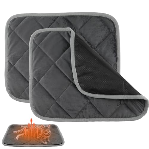 lasuroa 2stk Selbstwärmende Matte, 40x50cm Selbstheizende Decke Wärmereflektierende Weiche Schicht Warm Katzenbettmatte rutschfeste Katzen-Thermopads für Katzen Welpen Kaninchen im Winter (Grau) von lasuroa