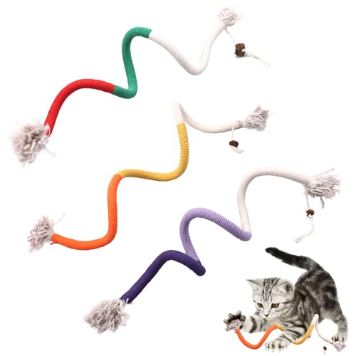 lasuroa 3 Stück Katzenseil zum Spielen, 70 cm Langes Katzenseilspielzeug Multifunktionales Interaktives Katzenspielzeug Kauspielzeug für Katzen Zahnspielzeug für Katzen zur Zahnreinigung von lasuroa