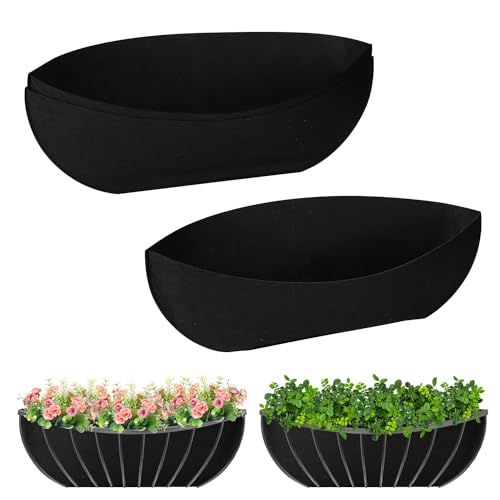 lasuroa 3stk Hängende Pflanzkorbeinlagen, 60,96x17,78cm Filztrog-Fensterkasteneinlagen Atmungsaktiv Blumentopfeinlage aus Stoff Ersatz für Garten Terrasse Zaun Alternative zu Kokosnusseinlagen von lasuroa