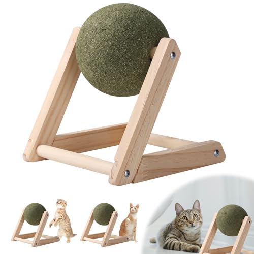 lasuroa Drehbarer Katzenminze Roller Ball, 18x18x16cm Katzenminze Balls Spielzeug Interaktiv Katzenminze Bodenball Spielzeug für Hauskatzen zum Spielen und Genießen von lasuroa