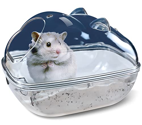 lazYYzal Hamster-Badewanne, Hamster-Badezimmer, Kleintier-Habitat-Dekor, Sandbad-Behälter, transparente Betten, Hamsterbett, Eisbadewanne, Schlafunterlage, Sandbadbox für kleine Haustiere, Käfigzubehör (M) von lazYYzal