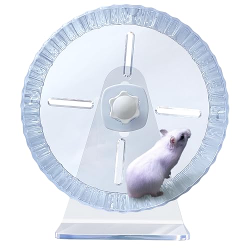 lazYYzal Hamsterrad, leises Hamsterrad, leises Hamsterrad, verstellbarer Ständer, leises Hamsterrad für Hamster, Rennmäuse, Mäuse, Kleintiere (transparent, 17,8 cm) von lazYYzal