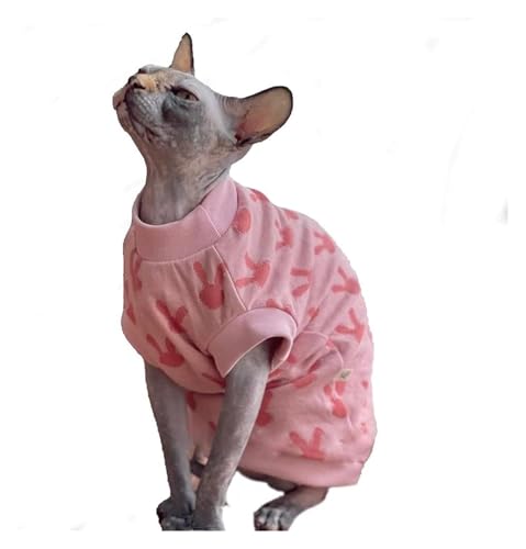 Haarlose Katze Baumwolle, Hairness Katzenkleidung, Sphynx Baumwoll-Katzenkleidung mit Häschenmuster(ONE Color-L) von lbEUR