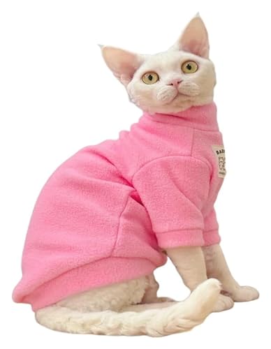 Haarlose Katze Baumwolle, Katzenkleidung, Sphynx-Katzenkleidung, bestickter High Tie-Katzenpullover aus Samt(S) von lbEUR
