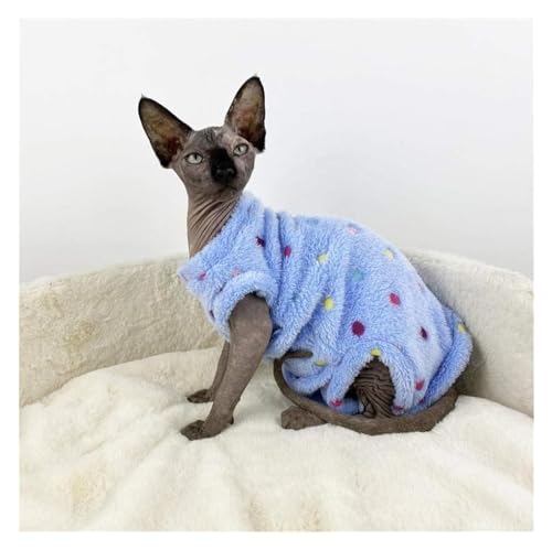 Haarlose Katze Baumwolle, Kleidung for haarlose Katzen, Dicke, warme Winterkleidung for Sphynx/Devon-Katzen, 1,20 m(Blue,S.) von lbEUR