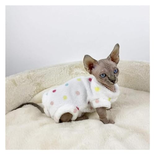 Haarlose Katze Baumwolle, Kleidung for haarlose Katzen, Dicke, warme Winterkleidung for Sphynx/Devon-Katzen, 1,20 m(White,L.) von lbEUR