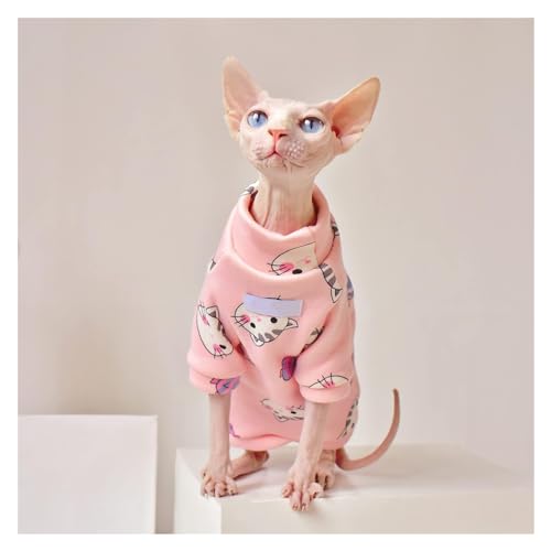 Haarlose Katze Baumwolle, Kleidung for haarlose Katzen, superweiches und Dickes Pelzhemd for Sphynx/Devon-Katzen(Pink,XL) von lbEUR