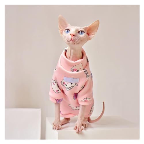 Haarlose Katze Baumwolle, Kleidung for haarlose Katzen, superweiches und Dickes Pelzhemd for Sphynx/Devon-Katzen(Pink,XXL) von lbEUR