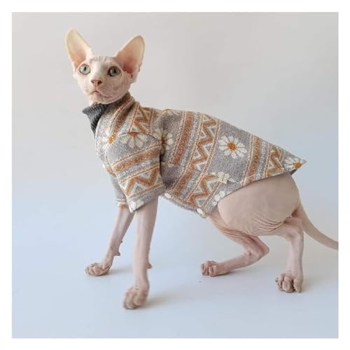 Haarlose Katze Baumwolle, Kleidung for haarlose Sphynx-Katzen, Kleidung for haarlose Katzen, Strickmantel for Herbst und Winter for Sphynx-/Devon-Katzen(L) von lbEUR