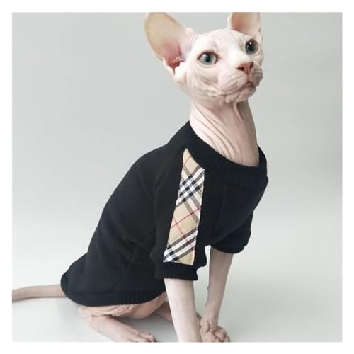 Haarlose Katze Baumwolle, Sphynx CAT Katzenkleidung mit Rechnung, schwarzes Baumwoll-T-Shirt, mit Plus-Samt(Free,L) von lbEUR