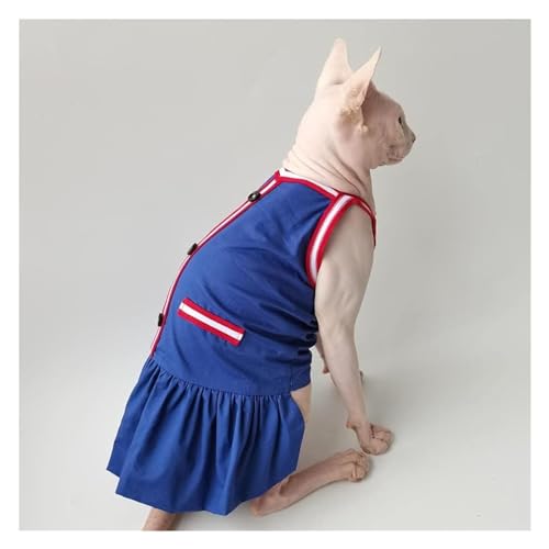 Haarlose Katze Baumwolle, Sphynx Haarlose Katzenkleidung Haarige Katzenkleidung, Sphynx Blaues Katzenkleid(ONE Color-L) von lbEUR