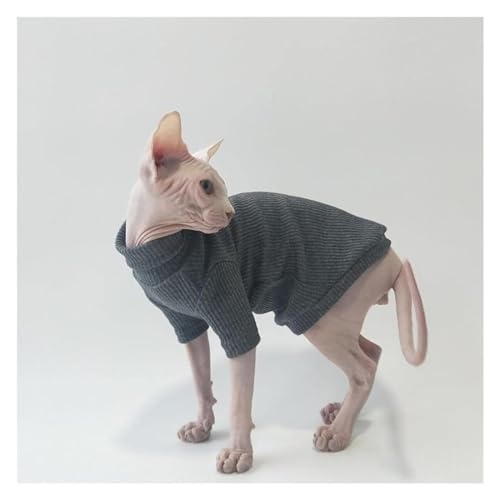 Haarlose Katze Baumwolle, Sphynx Mao Cat Clothes, Herbst und Winter Baumwolle eng anliegender Warmer Pullover mit hohem Kragen(Gray,M) von lbEUR