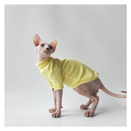 Haarlose Katze Baumwolle, Sphynx Mao Cat Clothes, Herbst und Winter Baumwolle eng anliegender Warmer Pullover mit hohem Kragen(Pink,XXL) von lbEUR