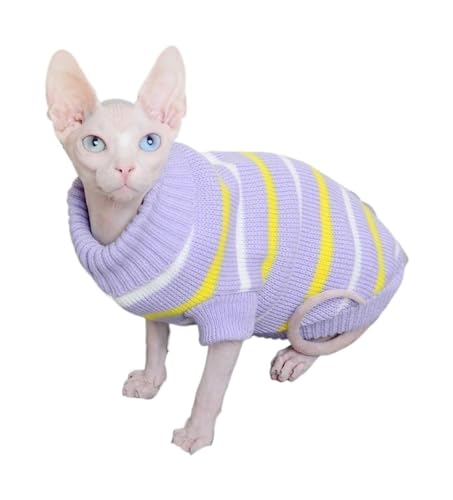 Haarlose Katze Baumwolle, Warmes Winter-Pullover-Outfit aus Kunstpelz, modischer Mantel mit hohem Kragen for Katzen, Schlafanzug for Katzen(S) von lbEUR