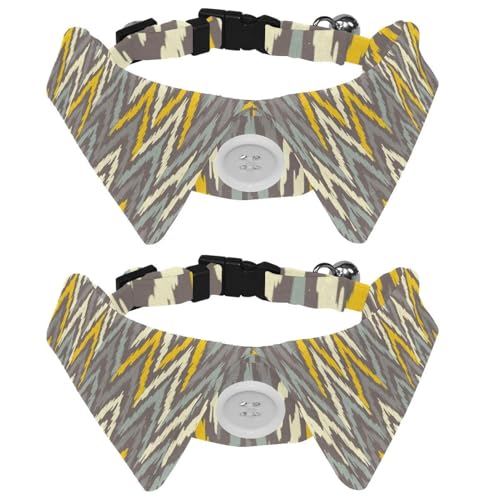 Hundehalsband mit Fliege, verstellbares formelles Smokinghalsband mit abnehmbarem Hemdkragen, Katzenhalsbänder für kleine Haustiere, ethnische Boho-Geometrie, grau-gelbes Muster Hundehalsband mit Fliege, verstellbares formelles Smokinghalsband mit abnehmbarem Hemdkragen, Katzenhalsbänder für kleine Haustiere, ethnische Boho-Geometrie, grau-gelbes Muster von lcndlsoe