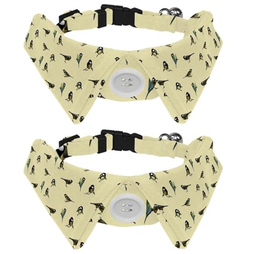 Hundehalsband mit Fliege und Glöckchen, Vogel-/Tiermuster, verstellbares Revers-Design, Katzenfliege, Halsband für kleine Haustiere, 2 Stück Hundehalsband mit Fliege und Glöckchen, Vogel-/Tiermuster, verstellbares Revers-Design, Katzenfliege, Halsband für kleine Haustiere, 2 Stück von lcndlsoe