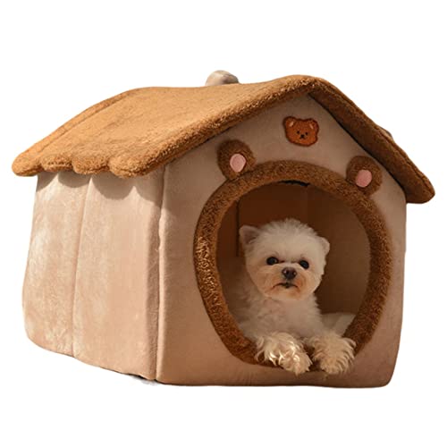 Cozy Cave Hundebett, niedliches Katzenbett, weich, halbgeschlossener Schlafsack, warm, für den Winter, mit abnehmbarem Kissen, Haustierbett, Versteck Höhle Lear-au von lear-au