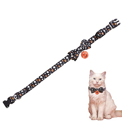 Halloween Hundekrawatte | Bequemes Halloween Hund Fliege Halsband mit Fliege Glocke - Hundehalsband Niedlich Geist Kürbis Hund Fliege Halsband Geschenk Metallschnalle für Kleine Mittlere Hunde Lear-au von lear-au