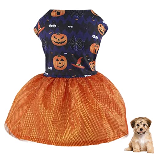 Haustier-Kürbis-Kostüm – Haustier-Halloween-Kürbis-Kostüme, Hundekleid, Polyester-Welpen-Tüll, Hunderock, Halloween-Partyzubehör Lear-au von lear-au