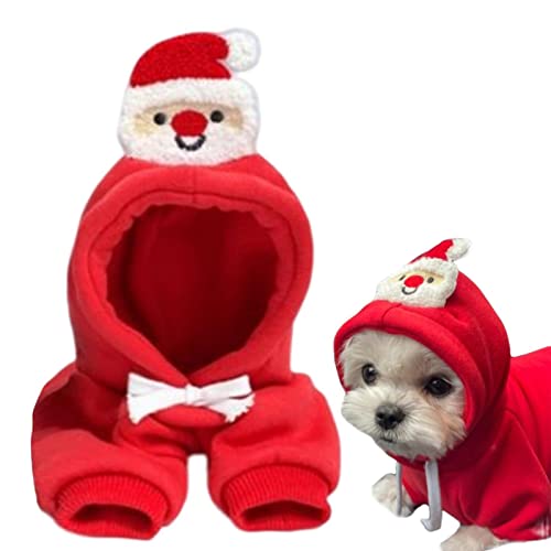 Hundemantel | Haustier Welpen Hund Hoodie mit Hut – Hunde Kapuzen-Sweatshirt mit rotem Alter Mann auf Hut Haustier Winterkleidung für Welpen Hunde Rot S M L lear-au 10 Stück Lear-au von lear-au