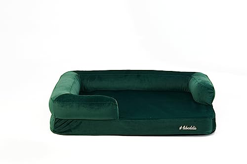 Orthopädisches Hundebett "Kuschelbett" aus Memory-Schaum mit abnehmbarem waschbarem Bezug, Hochwertige Doppelschichtmatratze, wasserdichter Matratzenschoner, für Hunde aller Größen (L, Grün) von #lebeddie