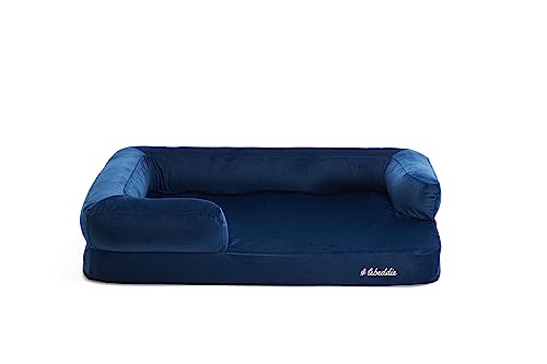 Orthopädisches Hundebett "Kuschelbett" aus Memory-Schaum mit abnehmbarem waschbarem Bezug, Hochwertige Doppelschichtmatratze, wasserdichter Matratzenschoner, für Hunde aller Größen (XL, Blau) von #lebeddie